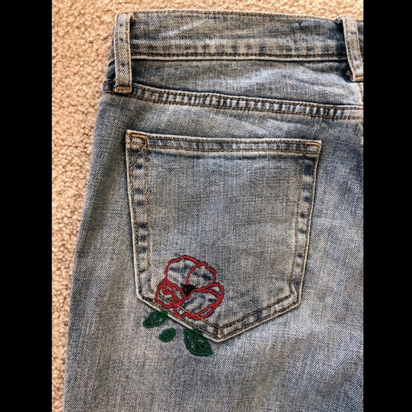 GAP best girlfriend floral and bird embroidered cropped ankle cigarette jeans 26 - Picture 7 of 8